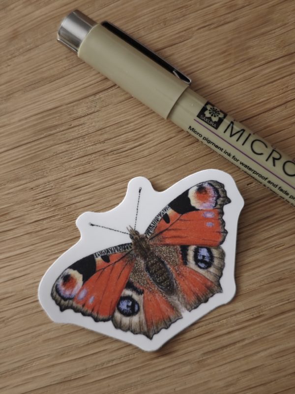 Peacock butterfly vinyl sticker
