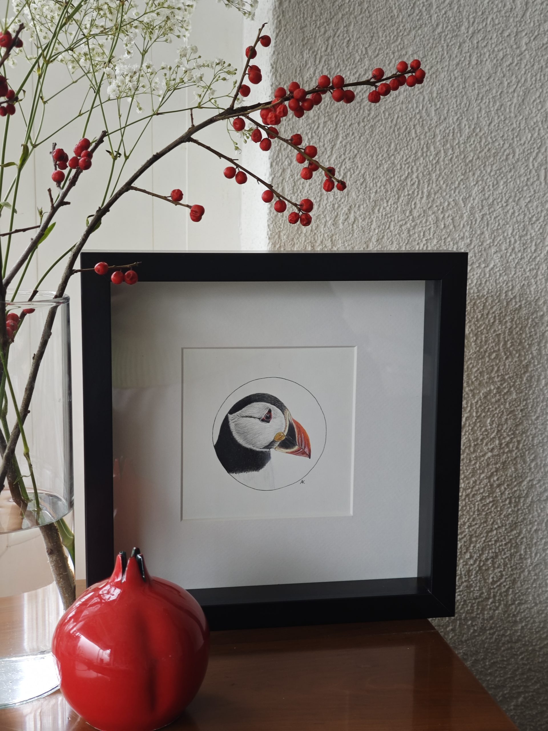 Framed original drawing – Atlantic Puffin - Image 2